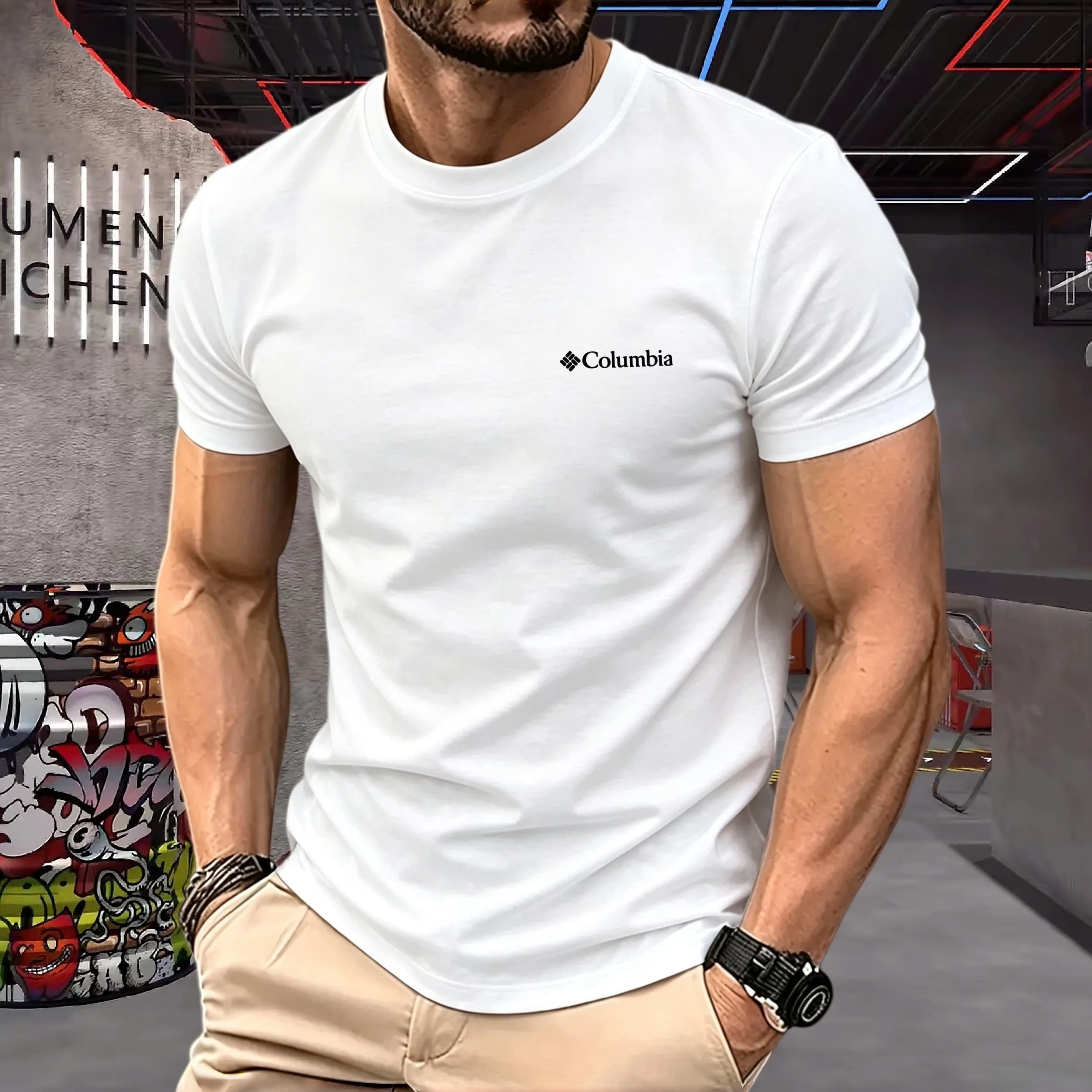 T-shirt da golf da uomo di lusso in cotone 100% puro, a maniche corte, girocollo, con logo ricamato, collezione estiva 2026, di alta gamma