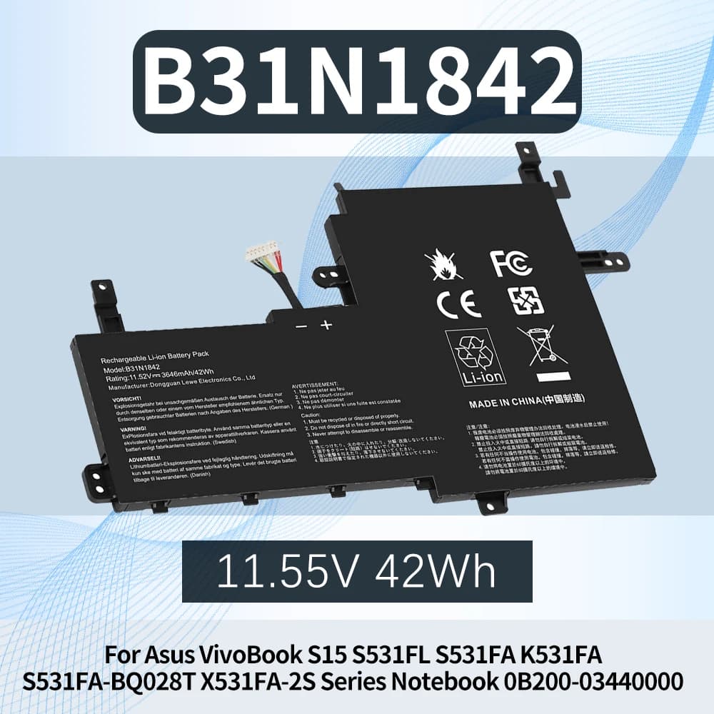 0B200-03440000 B31N1842 Laptop Battery for Asus VivoBook K531 K531F X531 X531F V531 V531F S15 S531 S531F M513 M513I M513IA K513