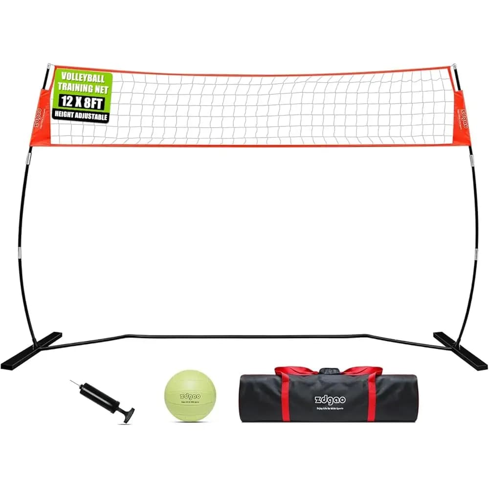Rete da Pallavolo Portatile 12FT/18FT per Allenamento di Colpo o Servizio, Rete da Pratica Autoportante per Esterni e Interni con Hei