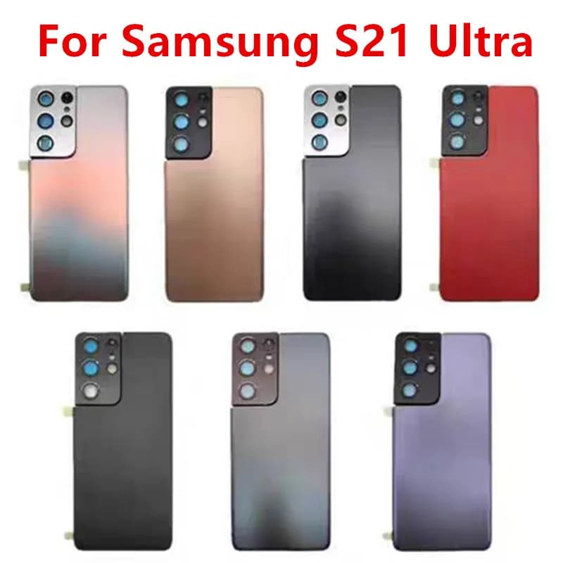 S21Ultra Housing For Samsung Galaxy S21 Ultra 5G G998 Glass Battery Back Cover Repair Replace Door Rear Case + Camera Lens