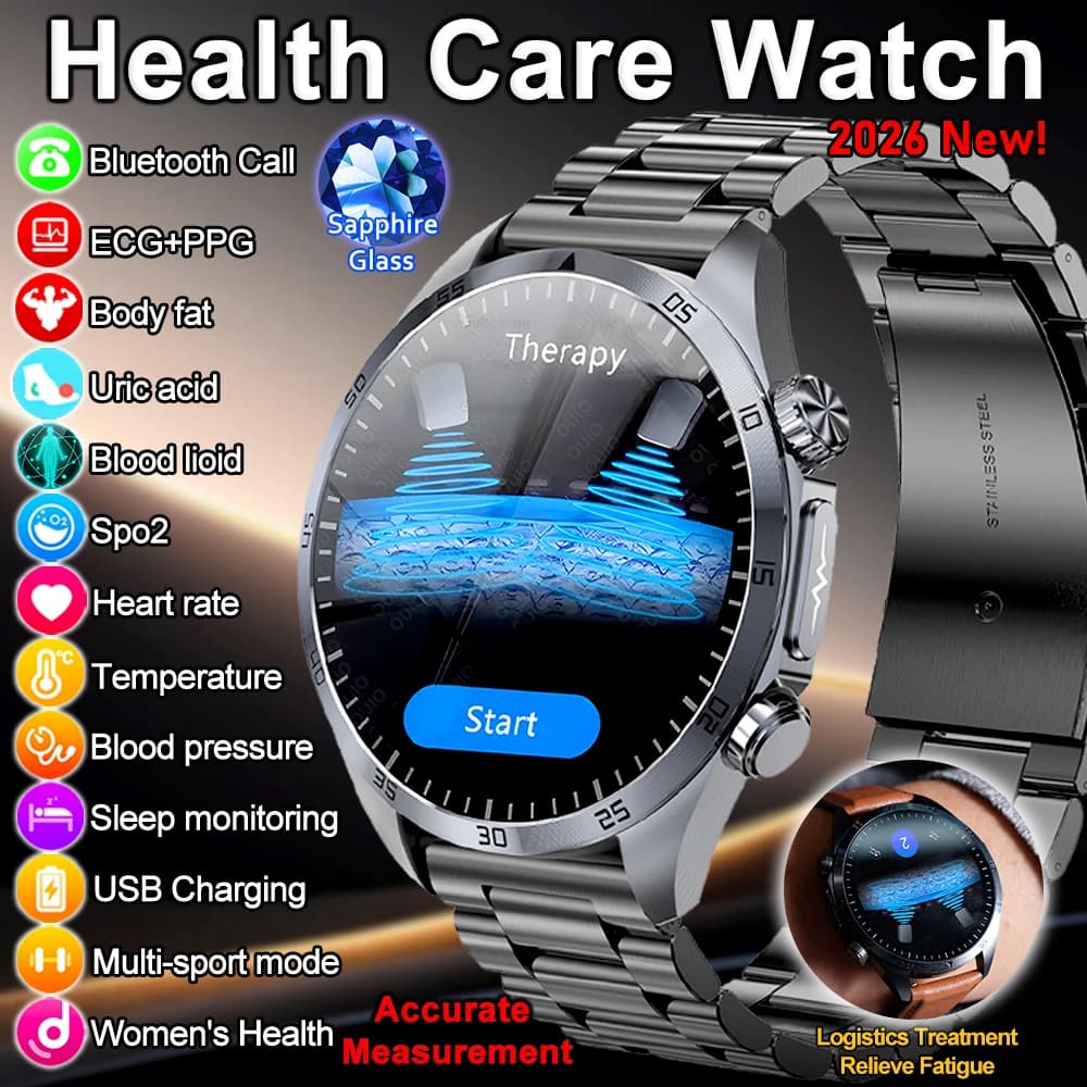 New ECG+PPG Smartwatch with Polse Therapy, Micro Physics Examination, Blood Fat Analysis and Urico Acid, CES Sleep Assistance, Health Remote Monitoring