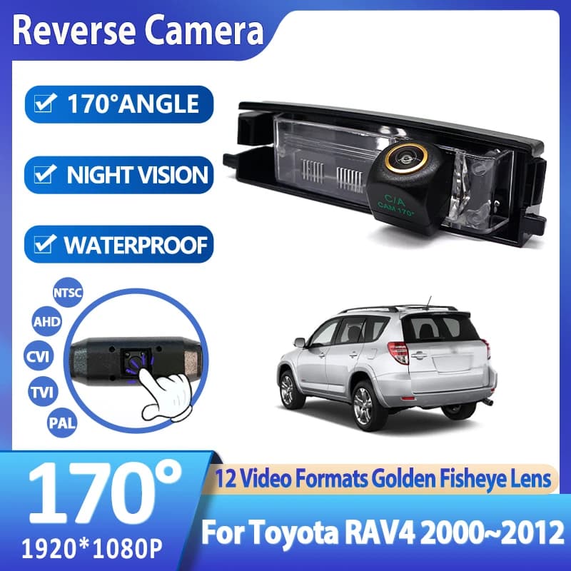 170 Degree Fish Eye Lens Car License Plate Light Rear View Reverse Backup Camera For Toyota RAV4 2000~2008 2009 2010 2011 2012