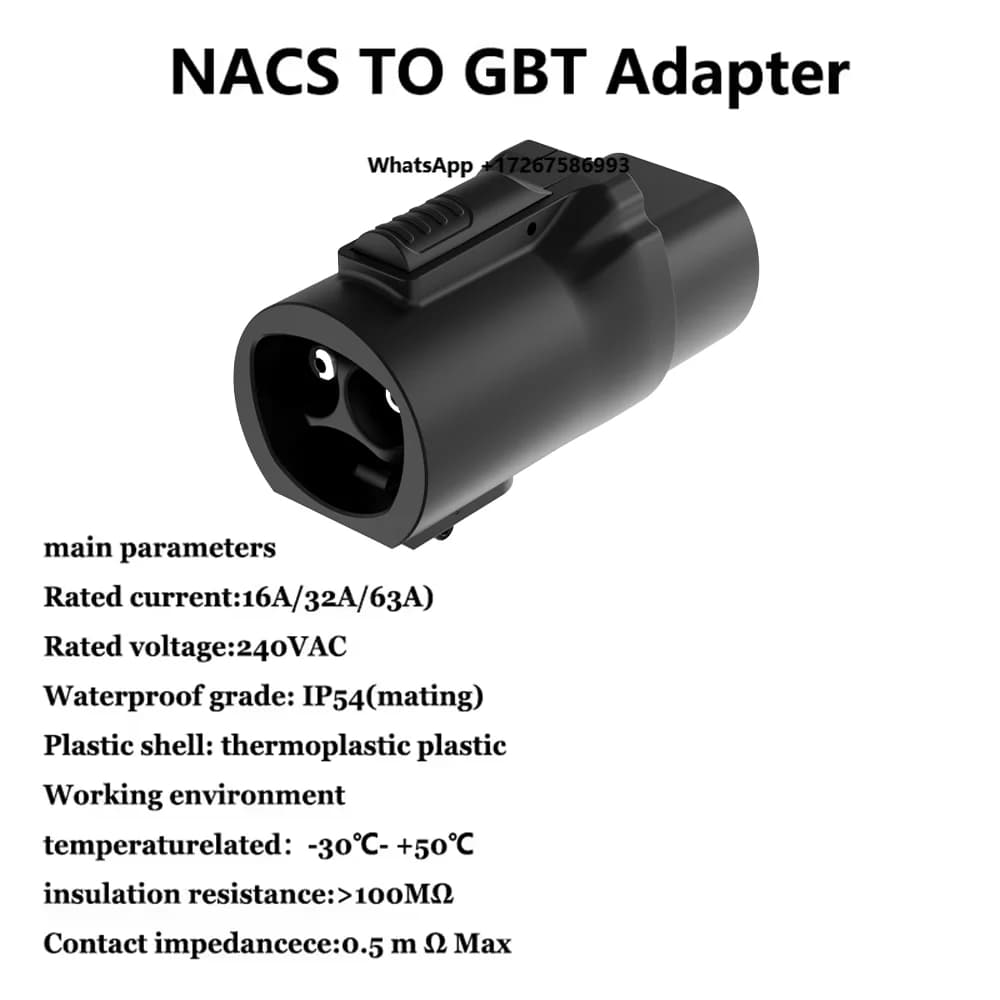 Adattatore di ricarica EV da NACS a GB/T per BYD Atto 3, Seal, NIO ET5, XPeng G9, EV cinesi - Caricatore da parete portatile AC Livello 2 IP65 per uso domestico