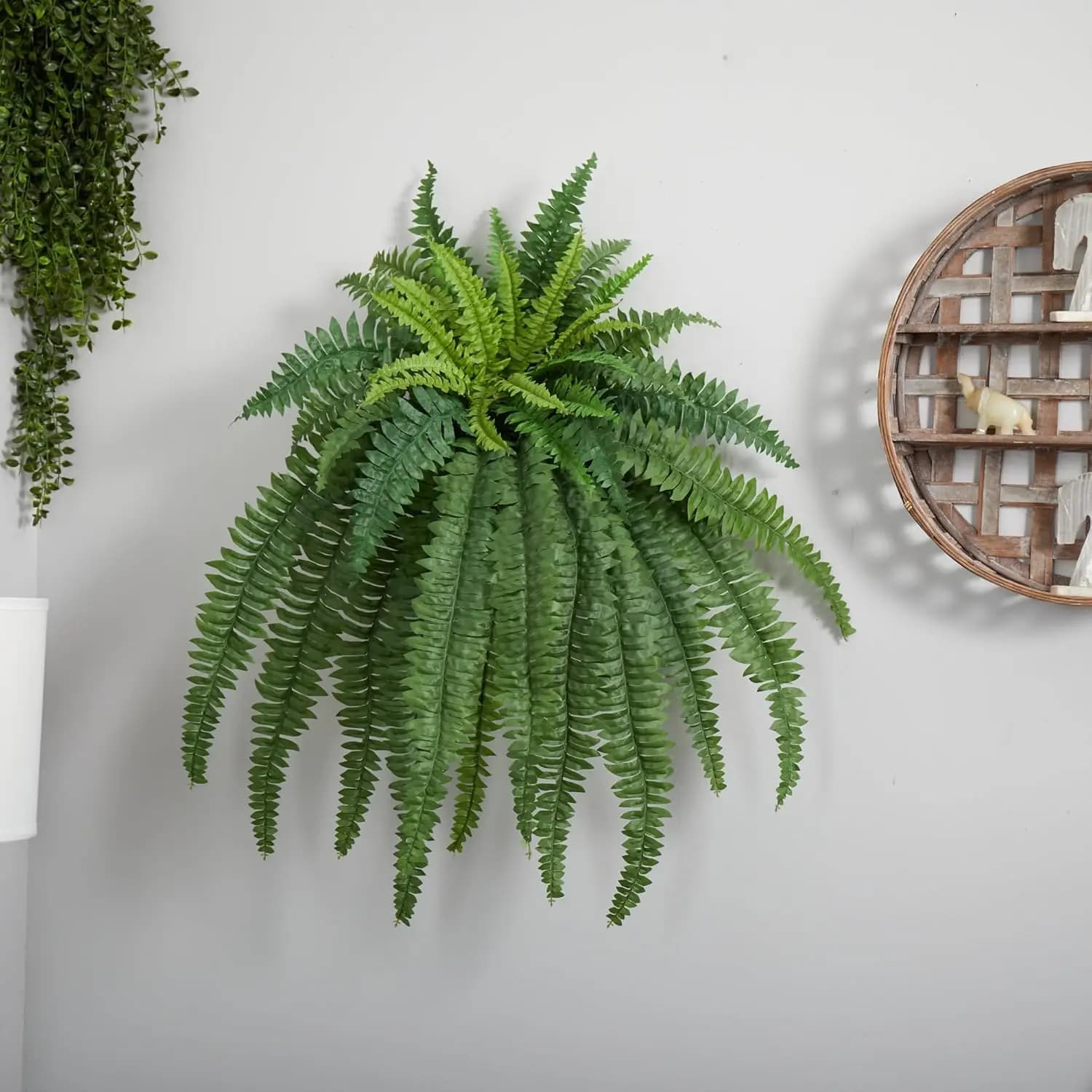 Finta Pianta di Felce Boston Grande da Appendere, Realistica, con Lunghe Foglie, per Arredamento Casa e Ufficio