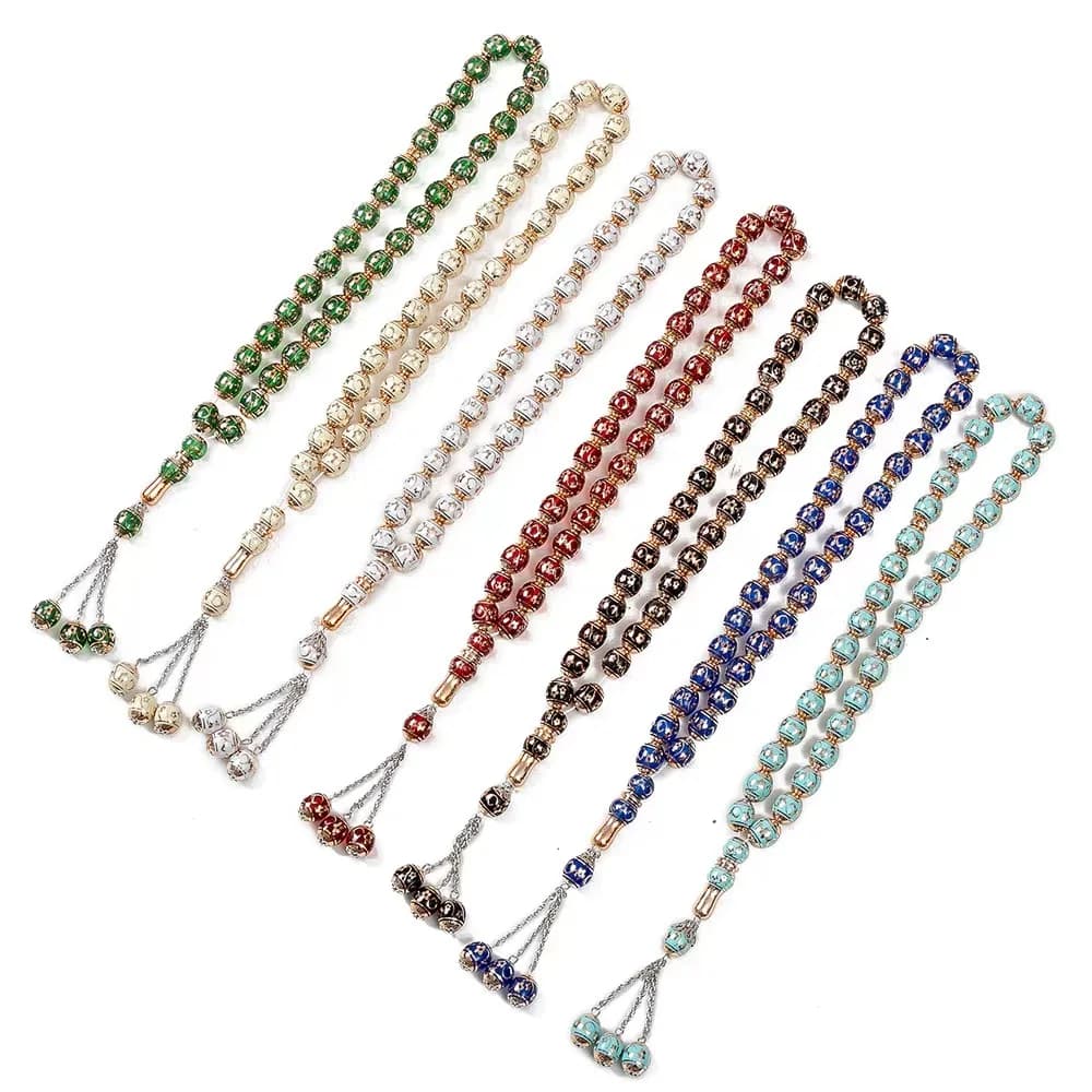 Resin Laser‑Engraved Plum‑Blossom Style, 12‑centimeter, 33‑bead Prayer Mala, 3D‑Carved Chanting Counting Hand‑Play Bracelet