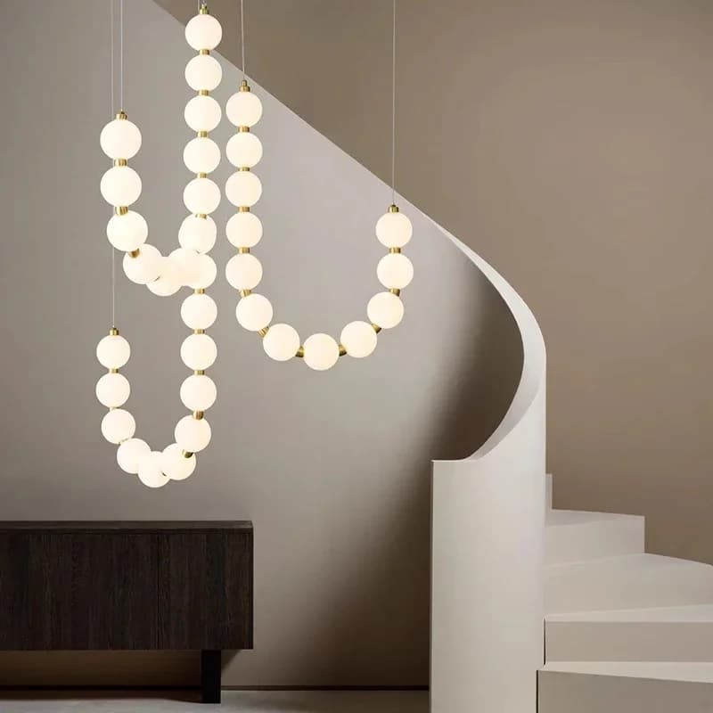 Lampade a sospensione artistiche a LED nordiche Soggiorno Sala da pranzo Cucina Tavoli alimentari Scala Lampadario Decorazioni per la casa Perline a corda Lampada