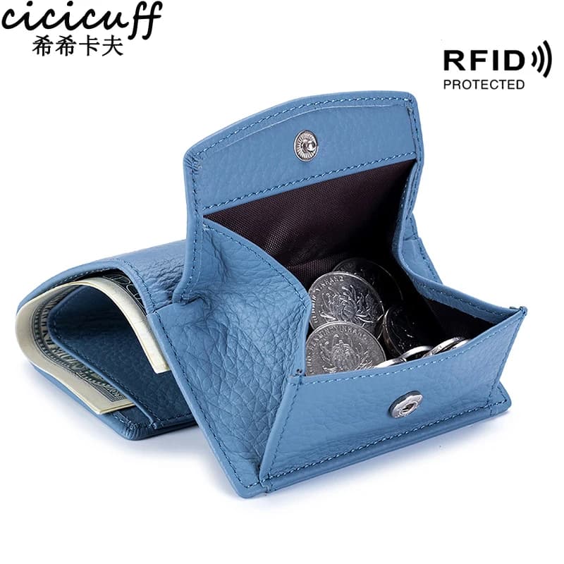 Nuove borse da donna in vera pelle Portafogli da donna in pelle di vacchetta Lady Piccola tasca portamonete Porta carte Rfid Mini borsa per soldi Frizione portatile