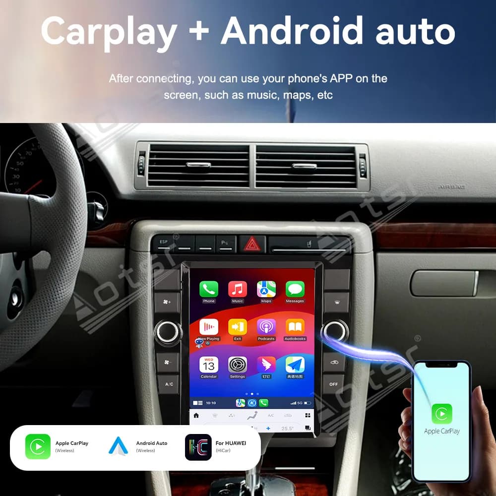 Smart Voice Screen Multimedia Autoradio Per Audi A4 2002-2008 con Android Auto GPS Navigazione Audio Stereo Video Player Testa Un