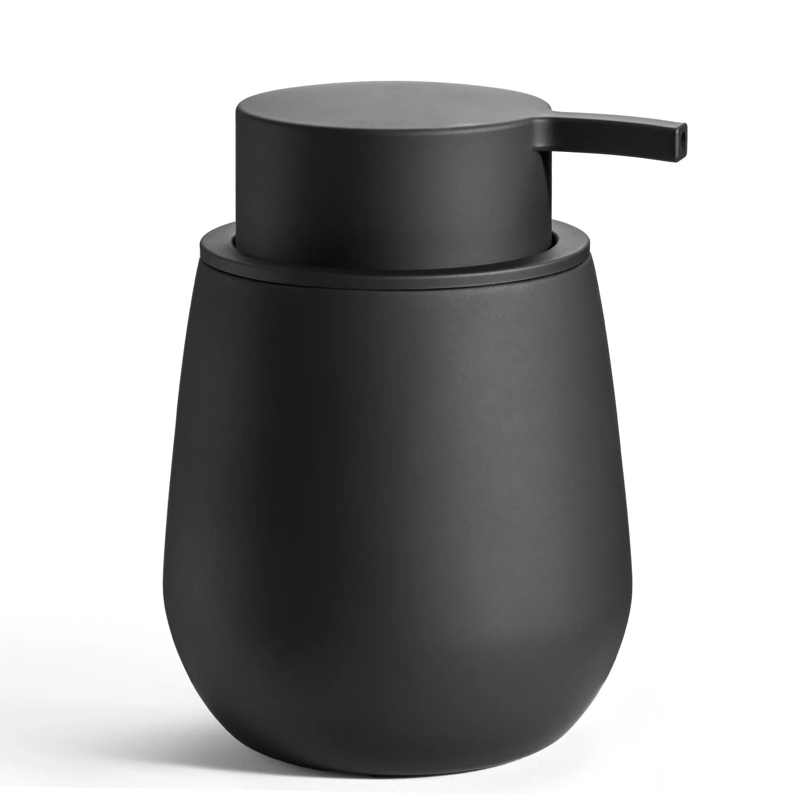 Dispenser di sapone rotondo nero opaco, stile moderno e minimalista per bancone bagno e cucina, ricaricabile