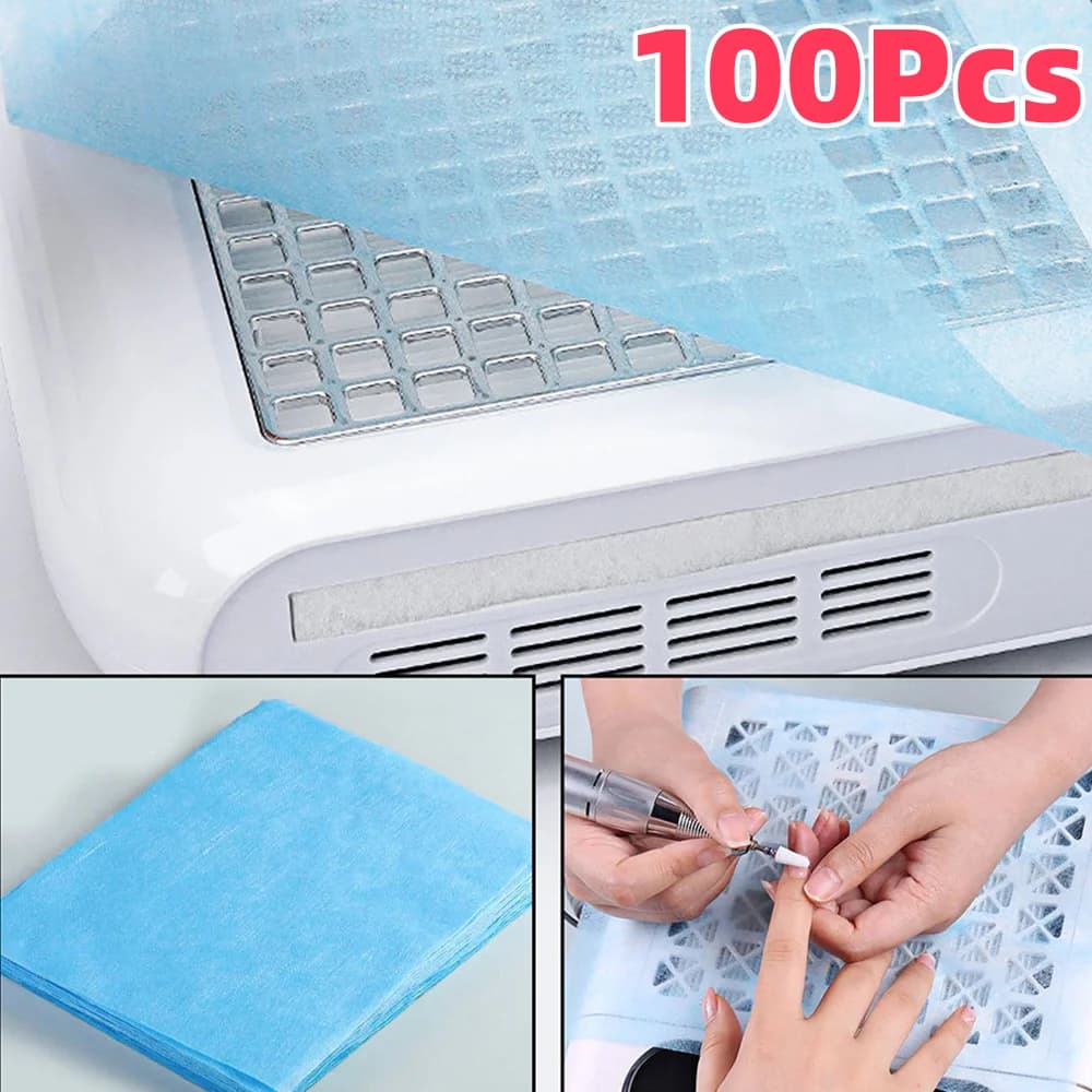 100 pcs Nail Vacuum Cleaner Paper Collector Filter Set 20*24 cm Anti-dust Replace US Filters And Drop Machine for Manicure Powder Accessory