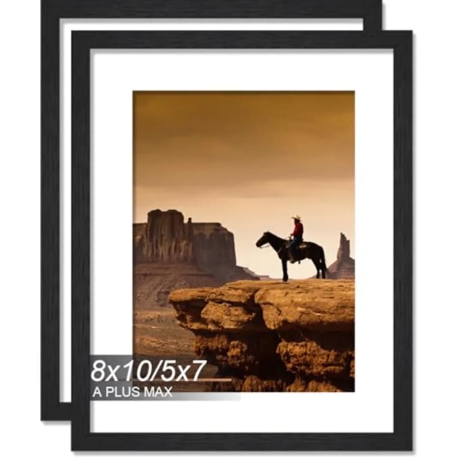 8x10 Picture Frame Set of 2, Engineered Wood Frame for 8 x 10 Inch Picture Poster Photo, Light Weight 8 by 0 Frame with Wood-gr