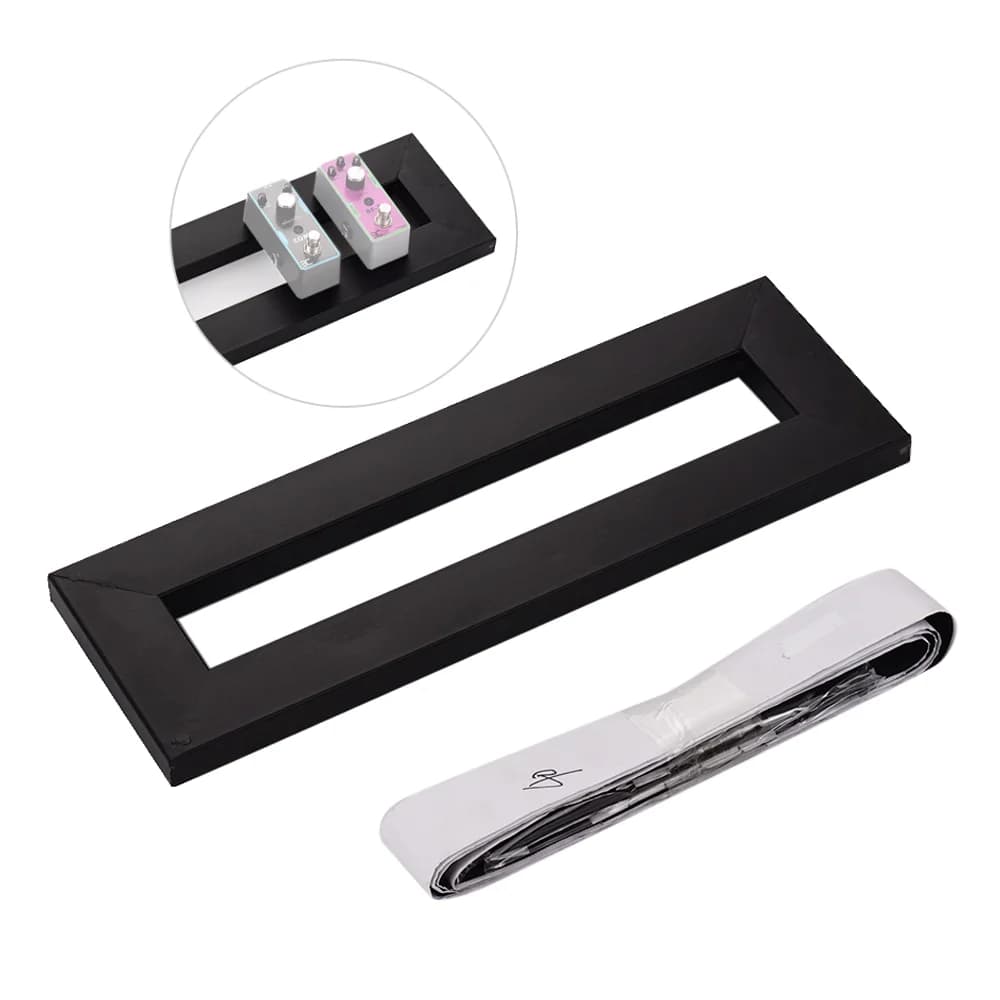 Supporto per pedaliera effetto chitarra piastra per incollare effetti portatili supporto materiale in lega con nastri di fissaggio Patch per fascette