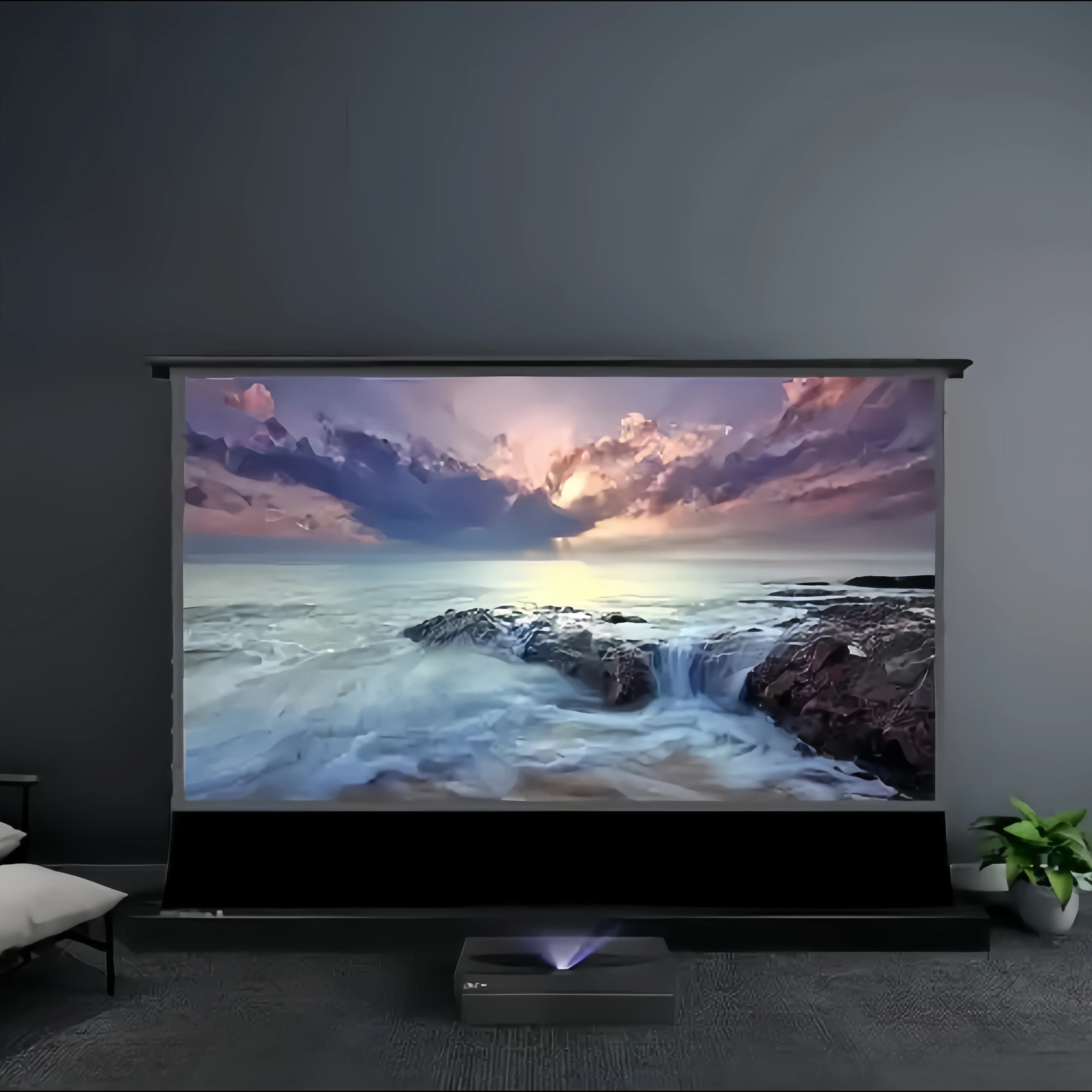 Schermo da pavimento 72" 84" 92" 100" 120" 16:9 per TV laser, proiettore UST