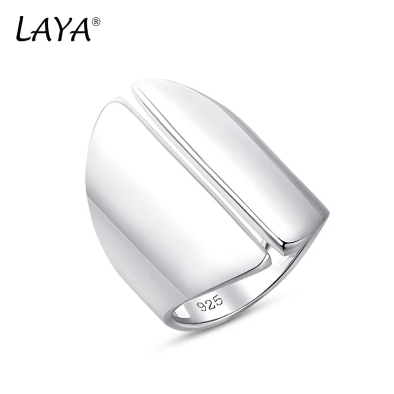 LAYA 925 Sterling Silver Round Drum Design unico Plain Silver Wide Big Finger Ring For Men Original Modern Jewelry 2022 Trend