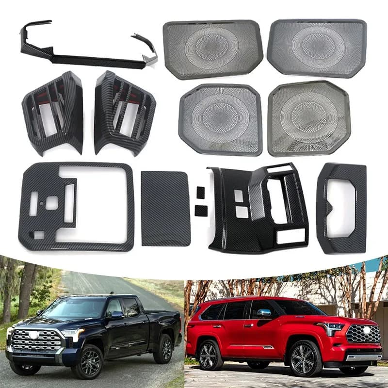 For Toyota Tundra XK70 Sequoia XK80 2023+ Carbon Fiber Interior Kit Cover Trim Car Central Console Panel Stickers Accessories