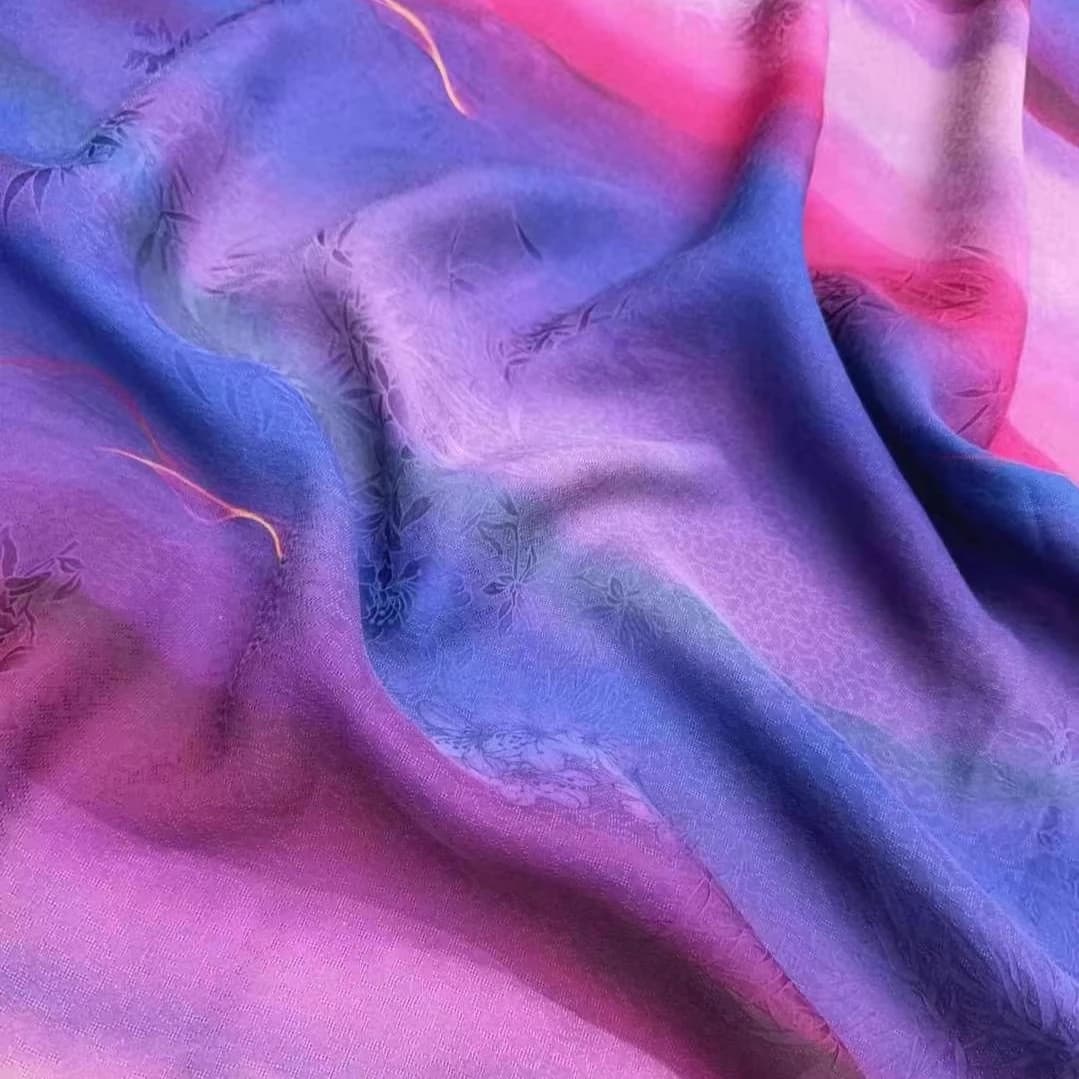 Warm Color Rainbow Pattern Heavy Silk Fabric for DIY Sewing Summer Spring Dress Pants Pajamas Vest Comfortable Material R2437