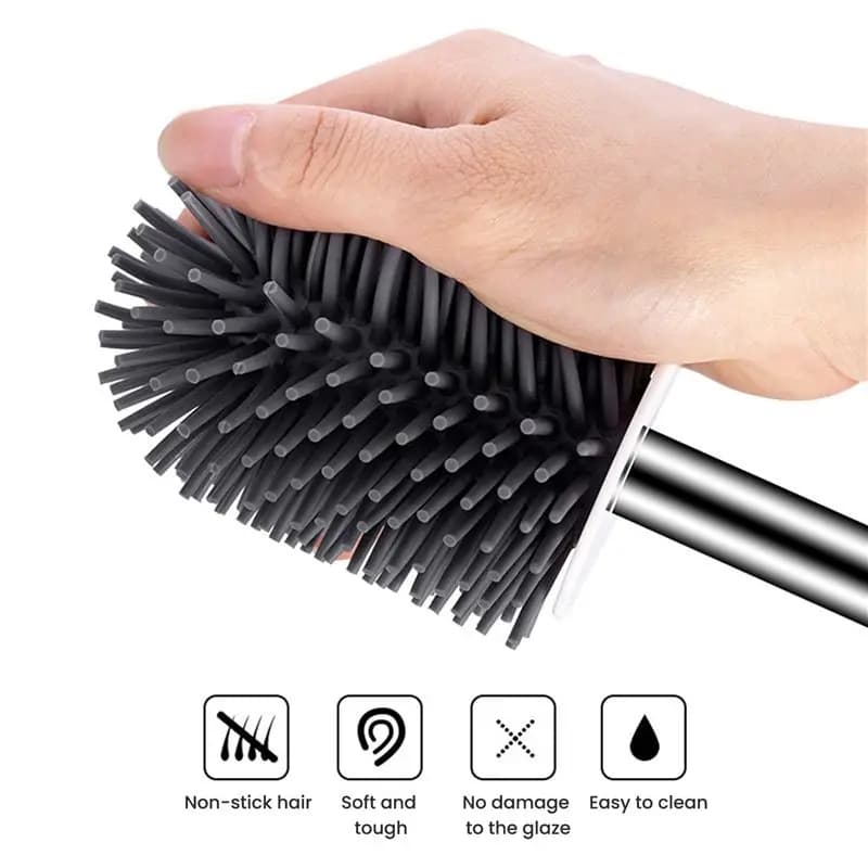A013 Toilet Brush and Bracket, with Long Handle, Drip-Proof, Easy Assembly and Deep Cleaning