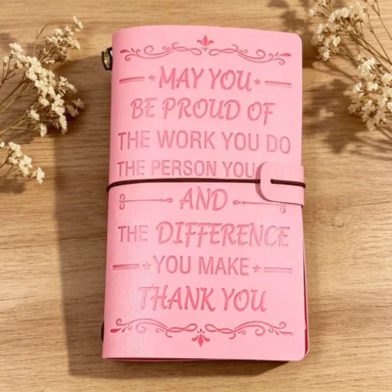Retro Diary Notepad Pink Handmade Leather Note Book Replaceable Stationery Gift Traveler Journal Notebooks