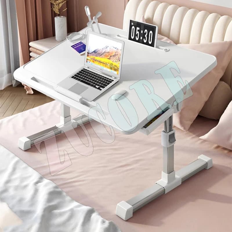 Tavolo pieghevole per laptop, tavolo letto sollevabile con luce, scrivania con supporto regolabile, scrivania da gioco elevabile con cassetto workstation domestico