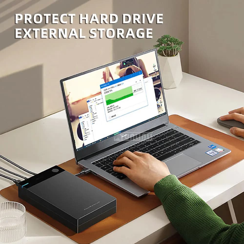 External Hard Drive Enclosure for 3.5 HDD, USB SATA Adapter Box, Portable Desktop to External Converter