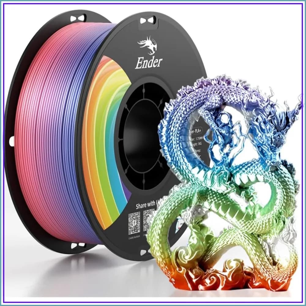 Rainbow PLA+ Filament 1.75mm, Multicolor 3D Printer Filament, Strong Toughness, Dimensional Accuracy +/- 0.03mm, 1KG Spool