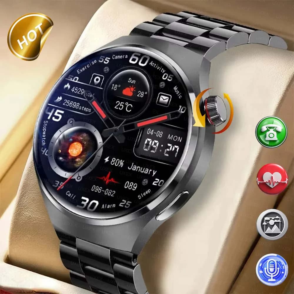 Smartwatch da uomo per affari, schermo HD da 1,52 pollici, tracciamento GPS, chiamata Bluetooth, monitoraggio della salute, controllo della musica, smartwatch multifunzione, nuovi