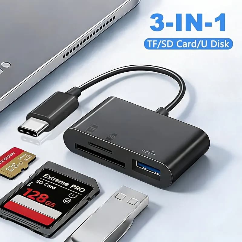 Lettore di Schede 3 in 1 Hub Adattatore Type-C a TF SD USB C per MacBook Honor Samsung Redmi Convertitore di Schede di Memoria