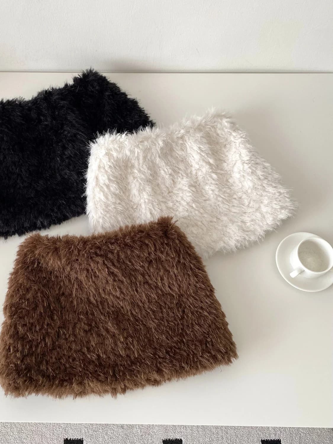 High Waist Furry Skirt Women's Fashionable Trendy Short Skirt Prevents Exposure Commute Korean Style Standard Fit A-Line
