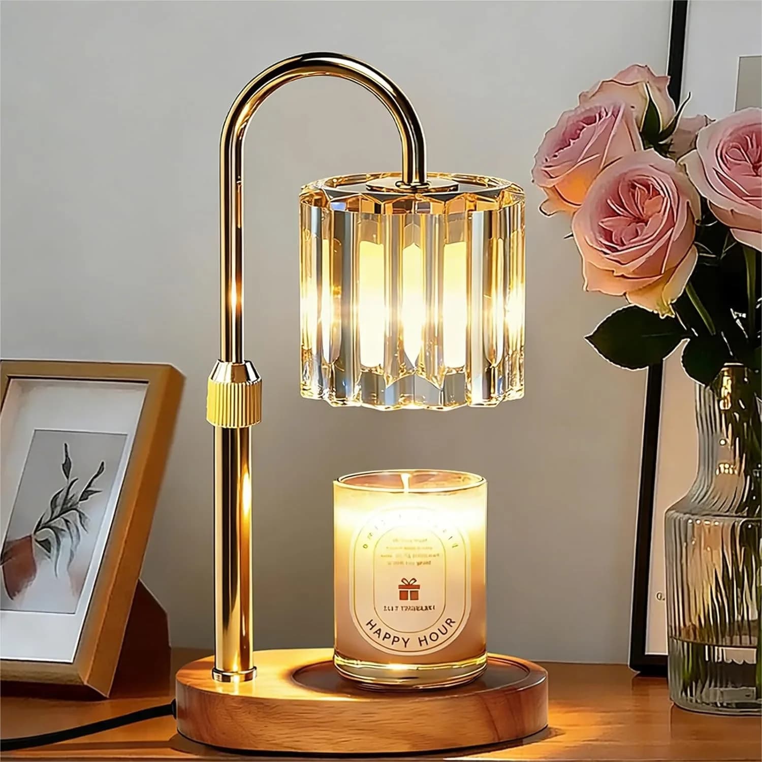 Lampada Scaldacera con Timer e Dimmer, Altezza Regolabile, Decorazione per la Casa, Scioglitore di Cera per Candele, Regalo per Donne