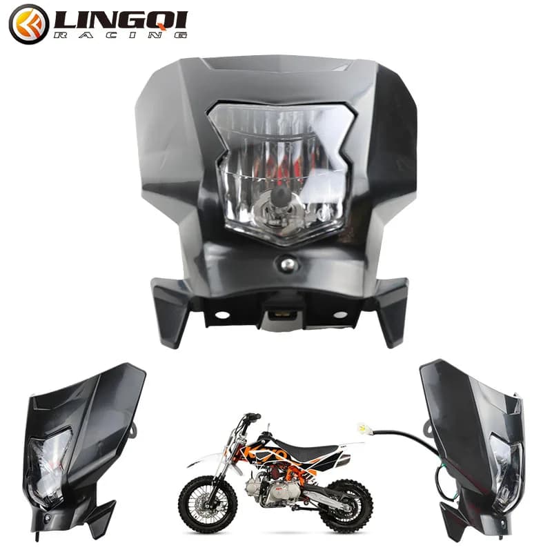 LINGQI Faro a LED PP Luce frontale in plastica Sistema di illuminazione per moto Faro per Pit Dirt Bike Motocross Parti universali