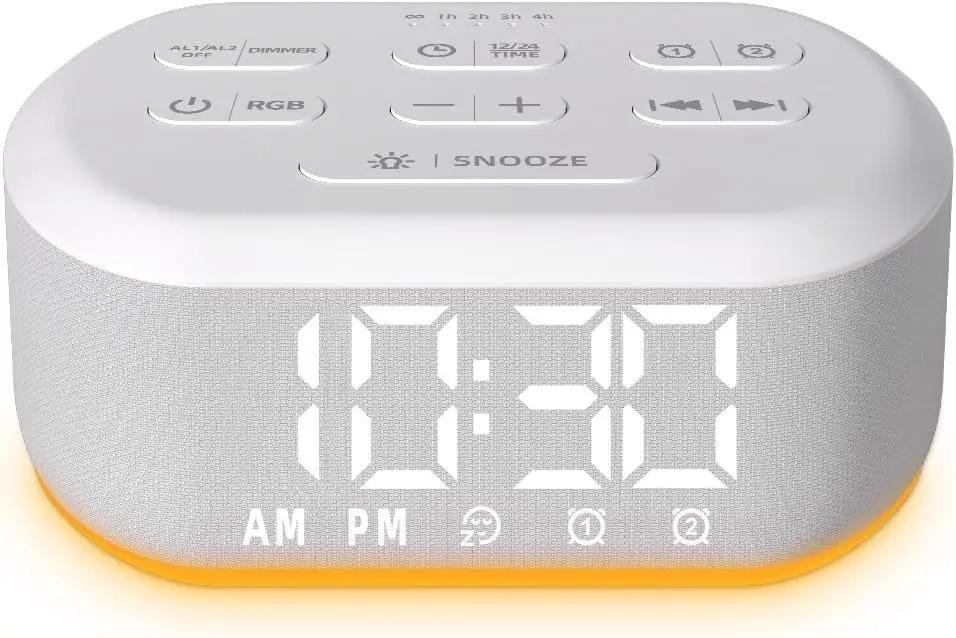 Sveglia Digitale Compatta con Suoni Rilassanti, Luce Notturna e Batteria di Backup per Camere da Letto