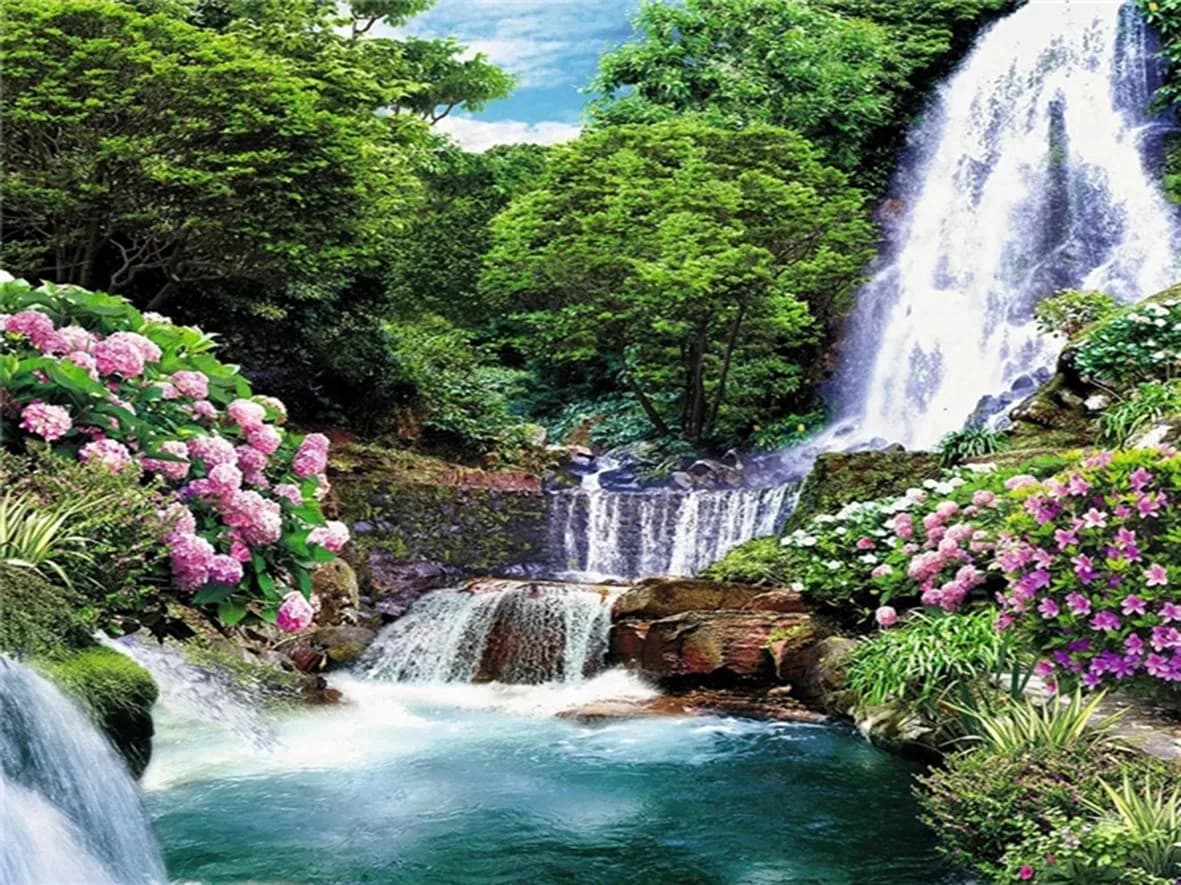 Diy Painting By Numbers Mountain Waterfall Landscape Painting Acrylic Paint On Canvas For Home Decoration 40x50cm