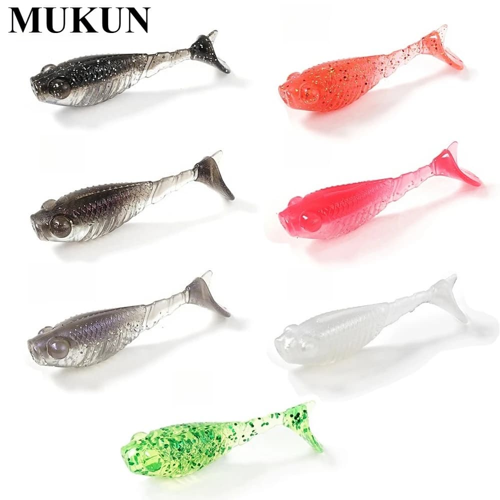 MUKUN Mini Ajing esca morbida da pesca, esca morbida con coda a T, 20 grmi morbidi, esca artificiale per pesca d'acqua dolce e salata