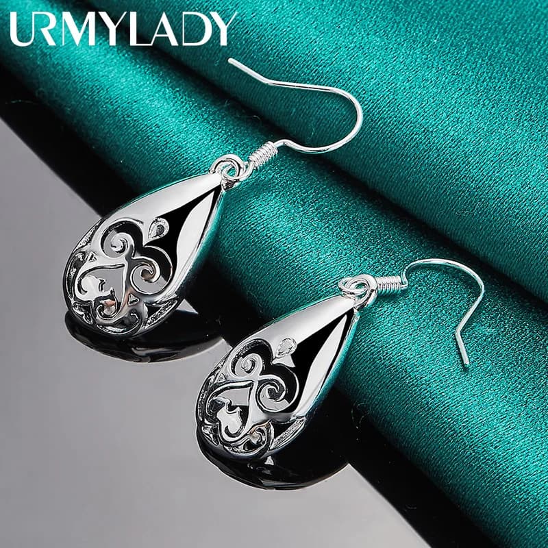 URMYLADY Orecchini pendenti in argento sterling 925 Eardrop per le donne Gioielli di fidanzamento di moda da sposa con fascino