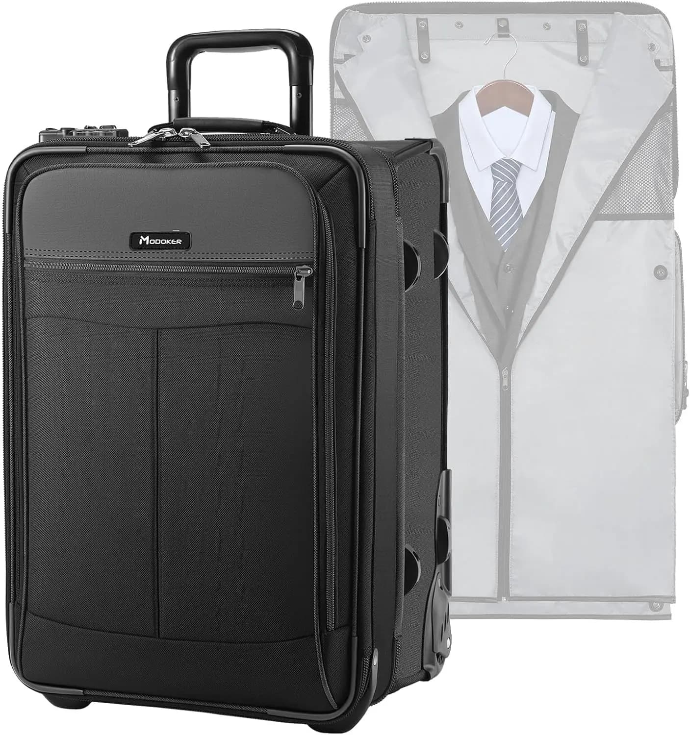 22 Inch Rolling Garment Bag with Wheels, TSA Lock for Travel | Travel suitcase with 1680D polyester and YKK zippers, tri-fold cl