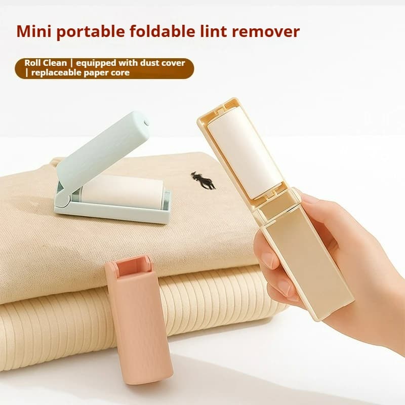 Mini rullo pieghevole per la rimozione dei peli con forte adesivo, 4 pezzi, con copertura antipolvere 180 ° Pieghevole per Viaggi, Casa e Ufficio