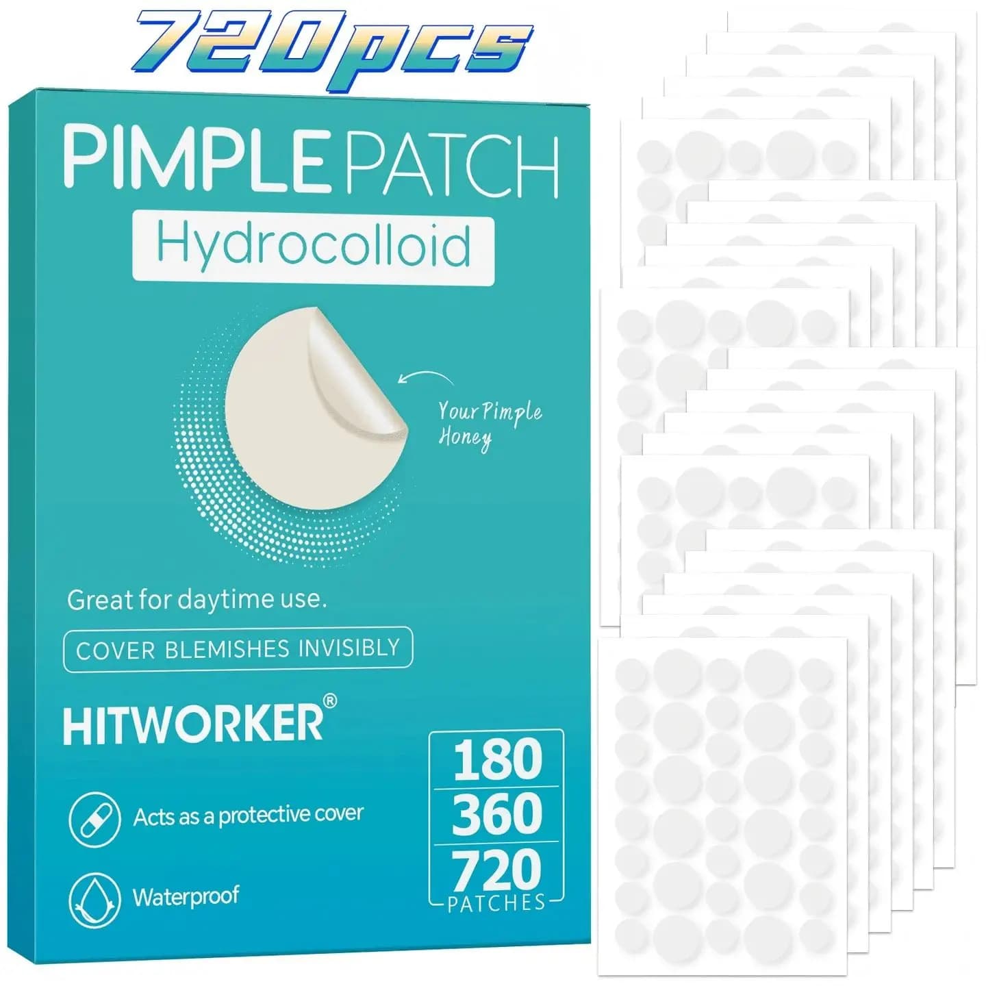 720/360/180 pieces/box of transparent patches for acne hydrogel, waxes for acne with mild absorption and not irritating without alcohol