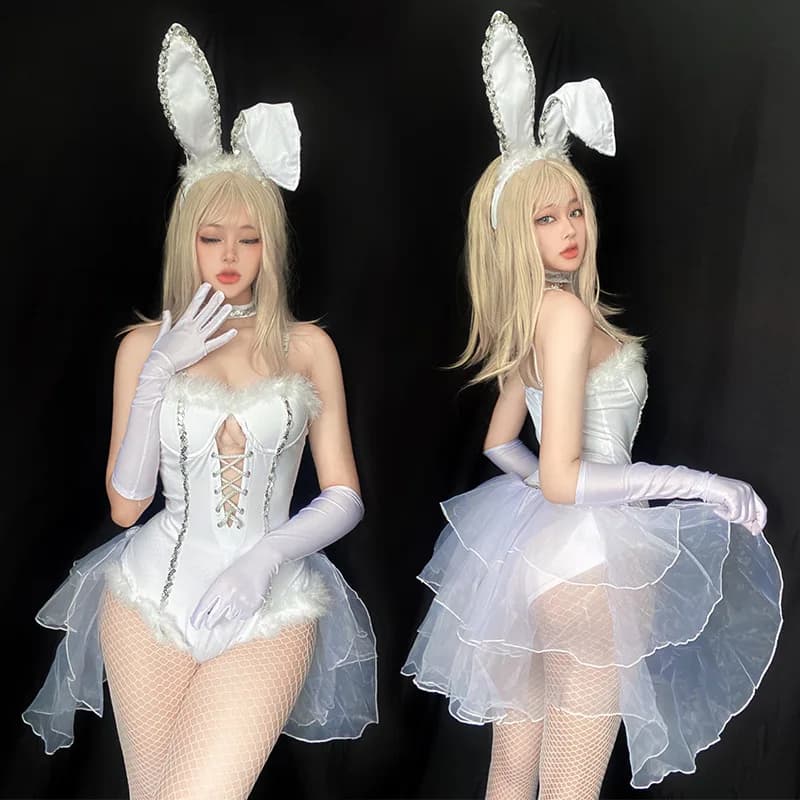Resurrezione Costume di Halloween Cos Vestito da coniglietto sexy Coniglio Cosplay Costume da donna Notte Spice Girl Costume da ballo di piombo Natale