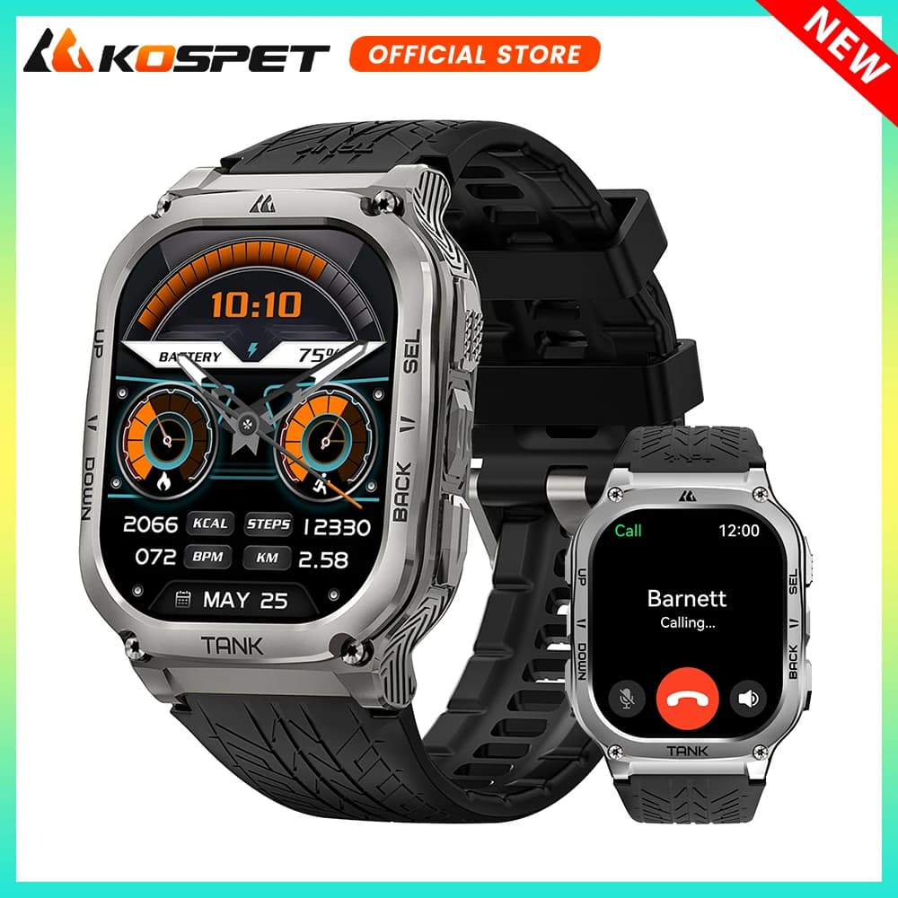 2025 Original KOSPET TANK M3 Smartwatch Men's Watch Smartwatch For Women 480mAh Digital Fitness AMOLED AOD Bluetooth Watches Waterproof