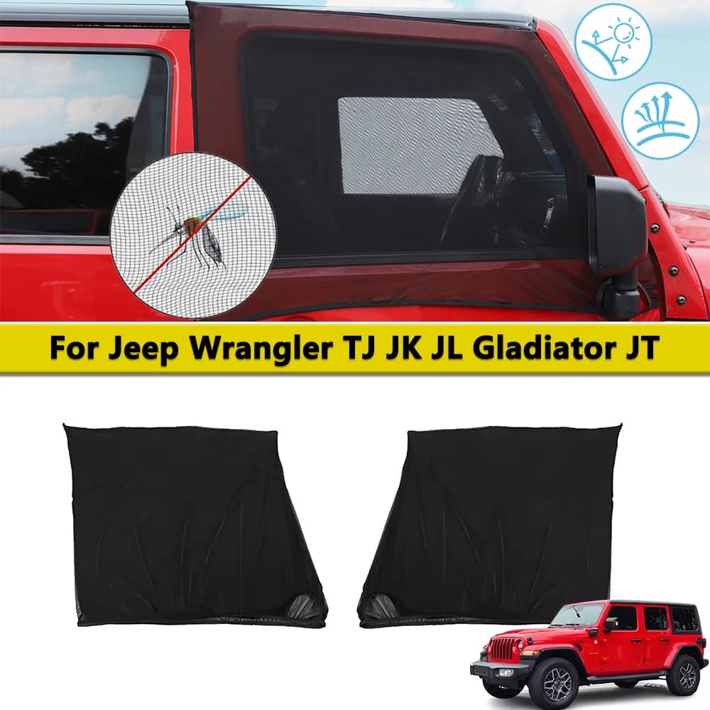 Side Front Window Insect Proof Shade Net Mesh Sun Shade for Jeep Wrangler TJ JL JK Gladiator JT 1997-2025 Parts Cars Accessories