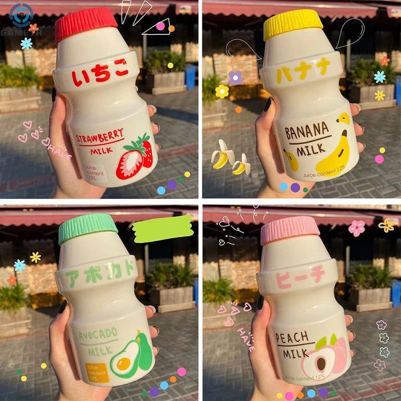 Bottiglia d'acqua in plastica da 480ml a forma di bottiglia carina bottiglia Shaker per latte Kawaii
