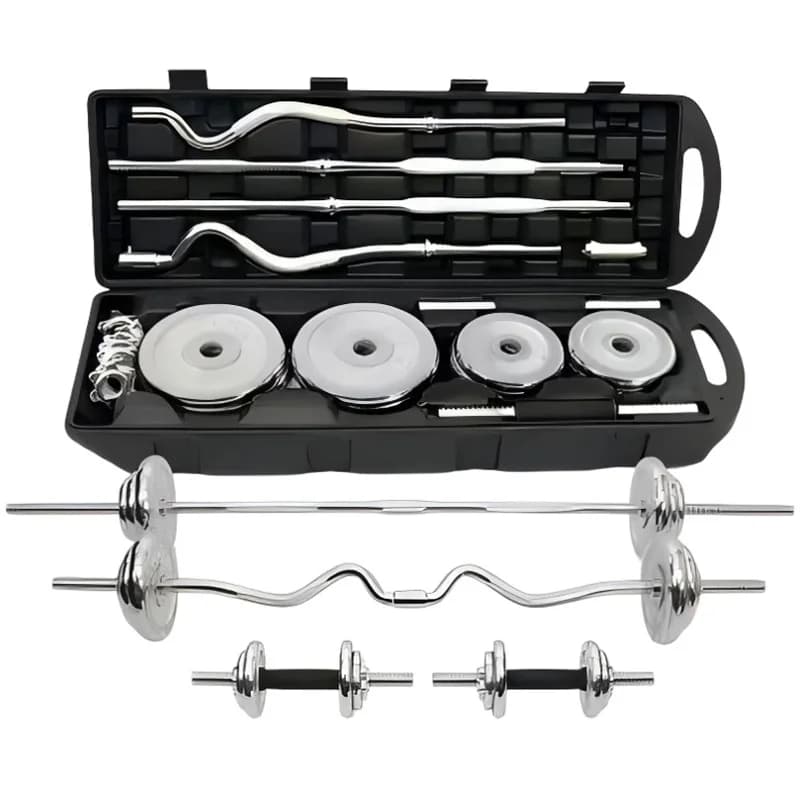 Set di Manubri Elettroplaccati 55KG con Bilanciere Curvo in Confezione Regalo, Attrezzatura Essenziale per Fitness Uomo e Donna
