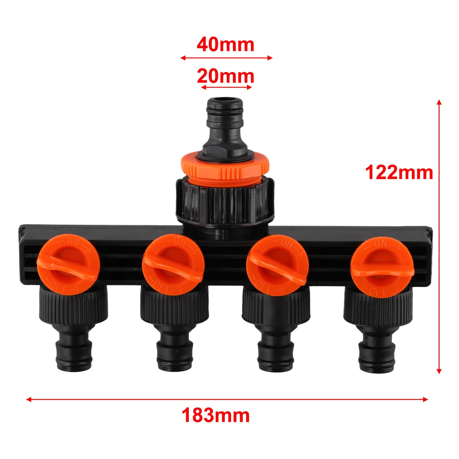 Pratico distributore di rubinetti Rubinetto distributore 183 * 122MM Tubo a 4 vie Comodo deviatore Separatore di tubi dell'acqua da giardino