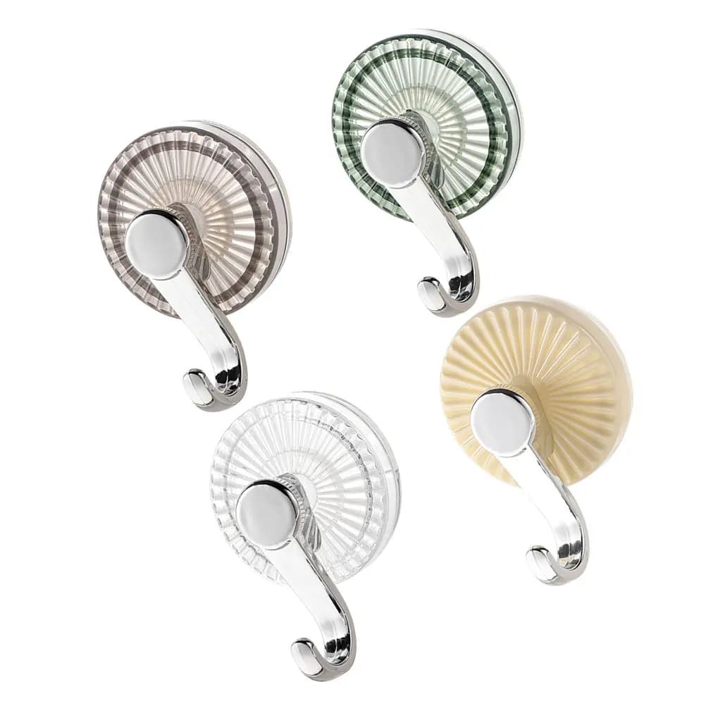 4 Ganci a ventosa riutilizzabili in plastica resistente, senza foratura, per bagno, cucina, finestra, specchio