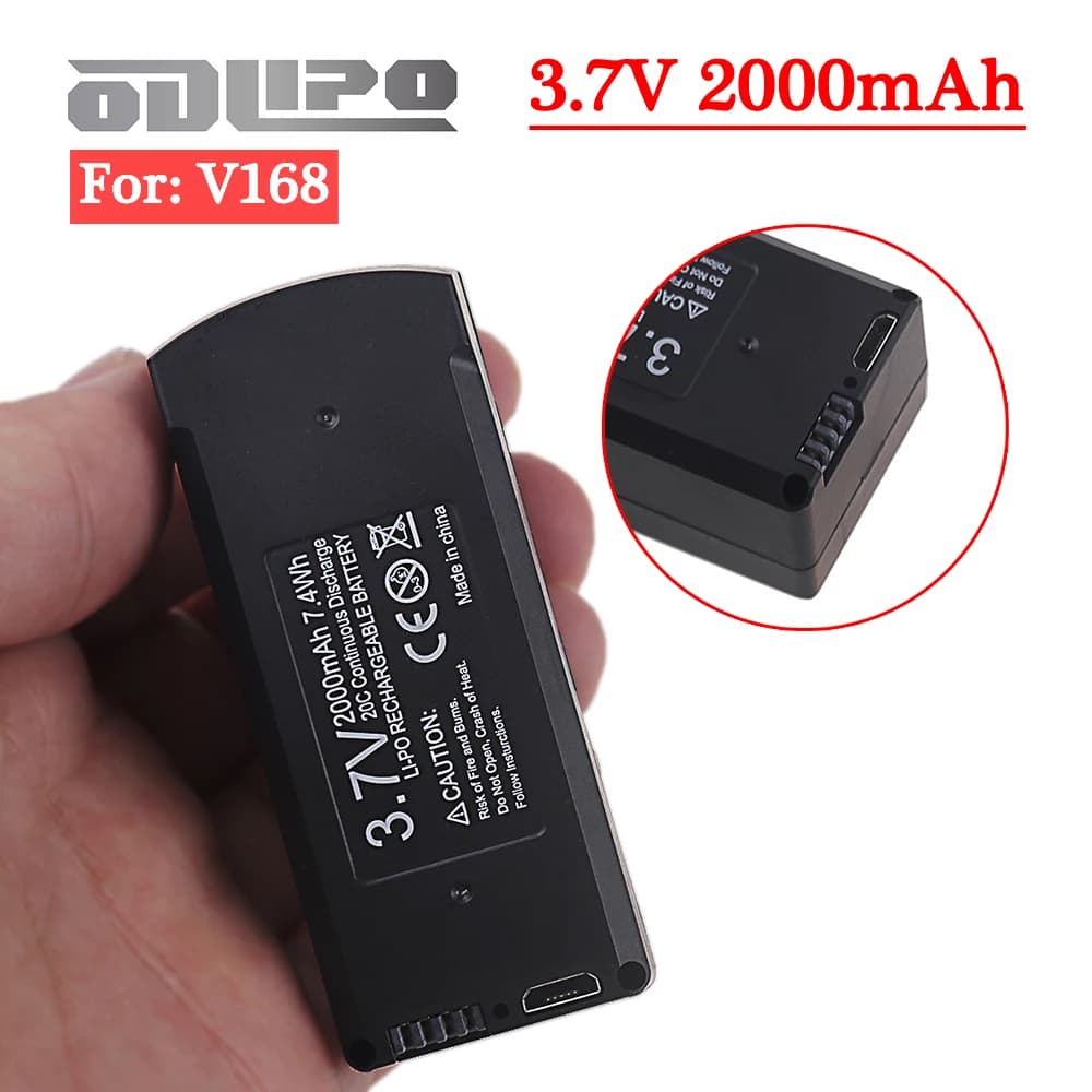 V168 6K Drone Battery 3.7V 2000mAh For V168 Pro NOGPS Remote Control Drones Quadcopter Aircraft Spare Battery Parts Accessories