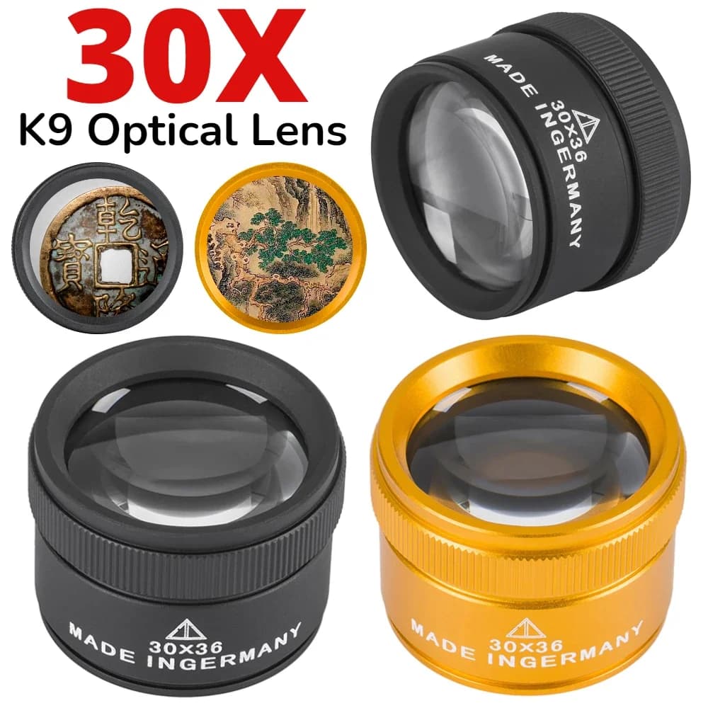 30X 36mm Precision Machining Lens K9 Optical Lens Monocle Watch Magnifying glass Magnifying magnifying glass Palmare Stamps for coins Jewelry lens