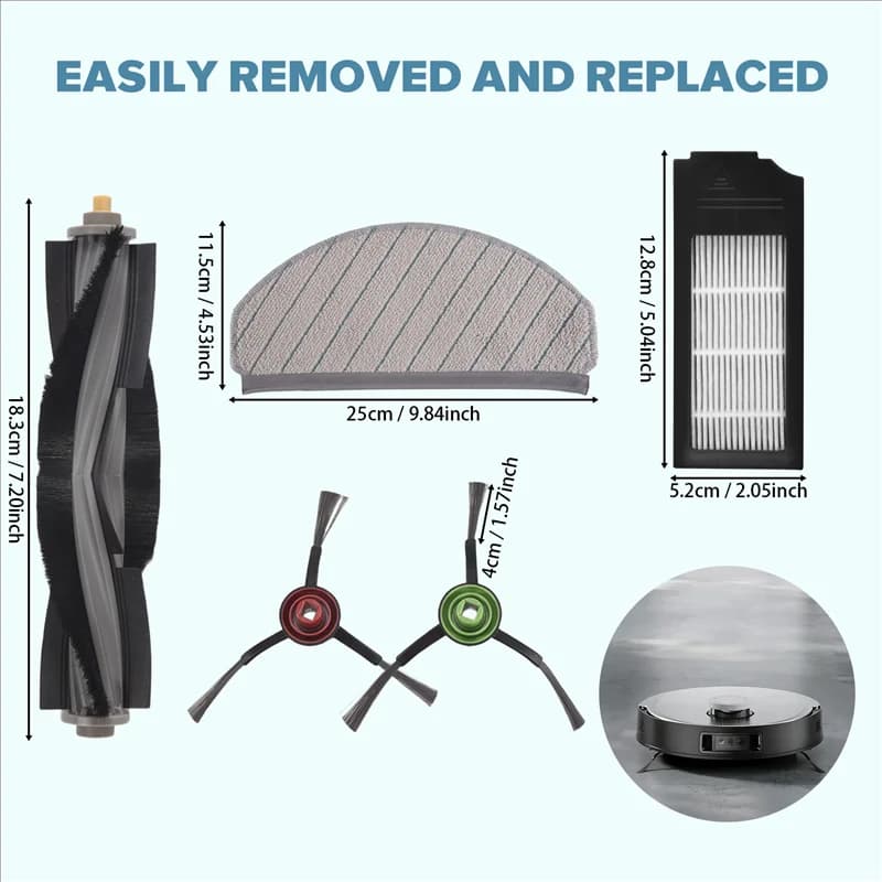【Price Goccia】 1 Set Spazzola laterale principale Filtro Hepa Mop Rag Sacchetto per la polvere Kit di sostituzione Accessori per Ecovacs X1 Plus