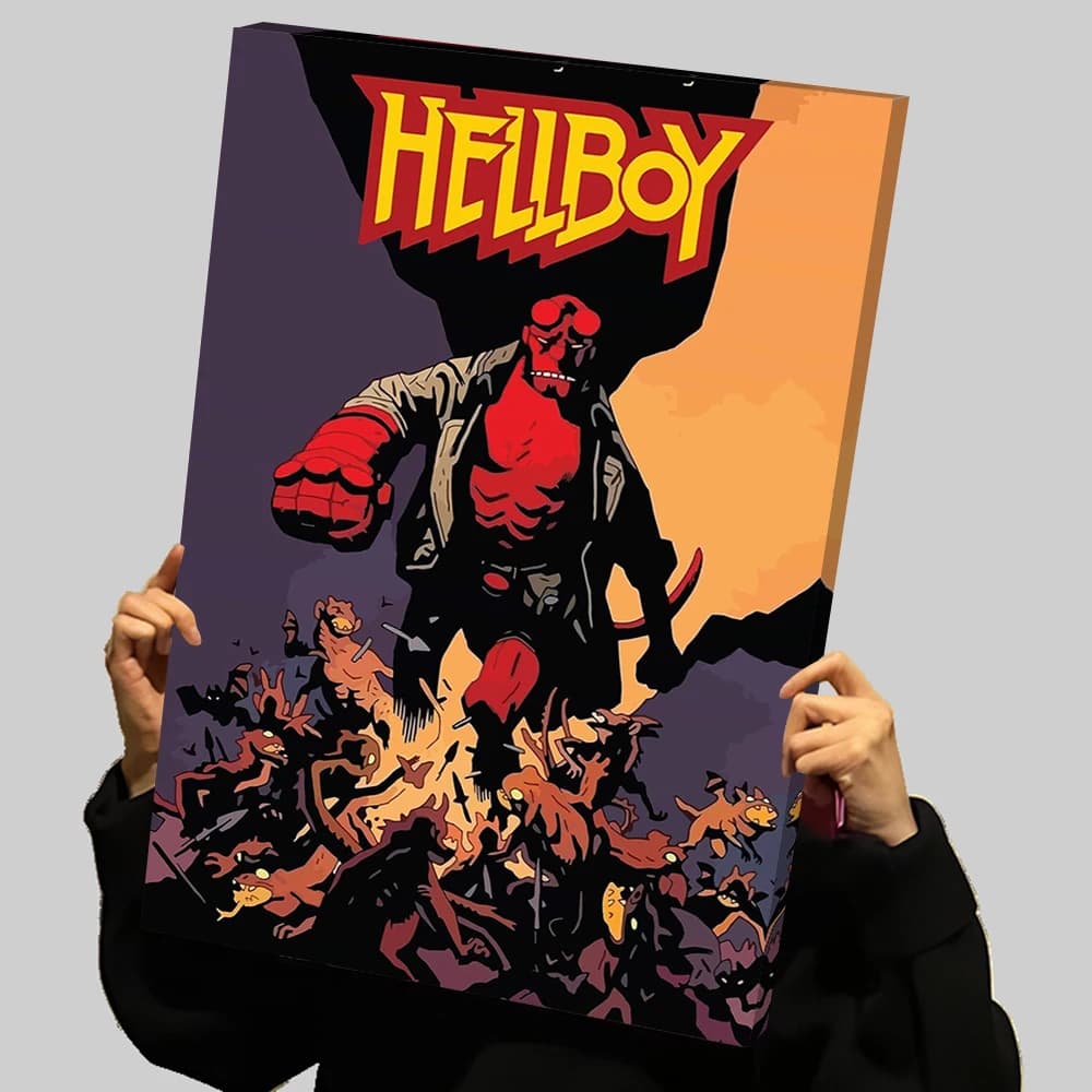Hellboy Coming Halloween Horror Prints Poster Custom Canvas Painting Wall Art Decorative Picture Gaming Room Decoration Pictures