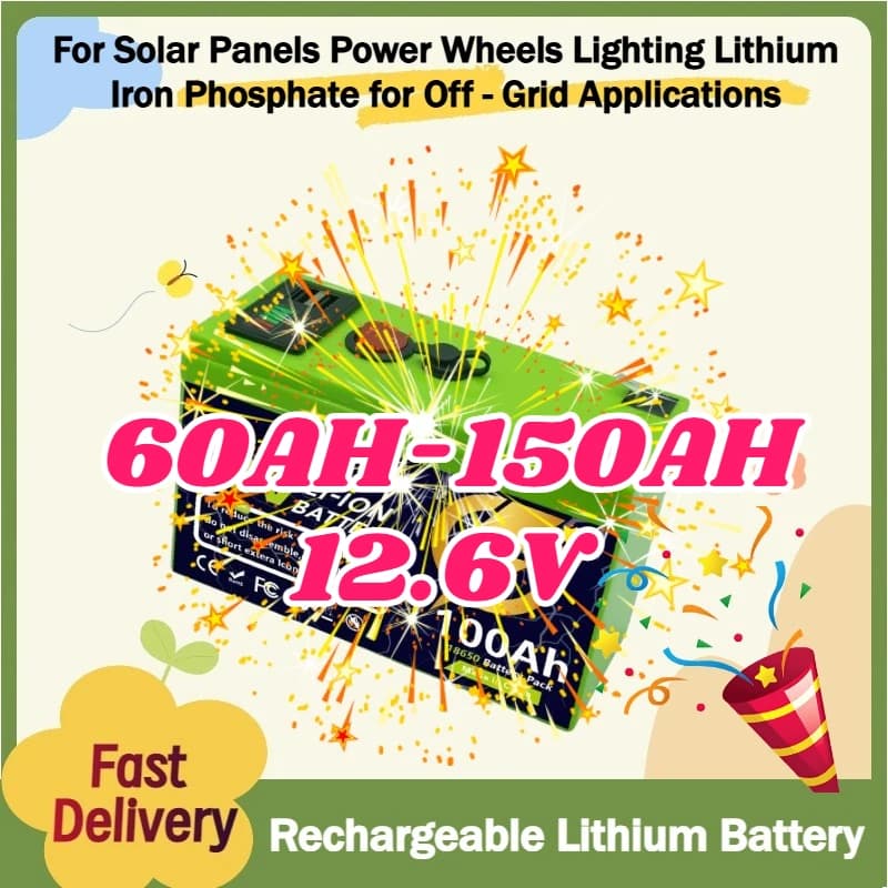Batteria LiFePO4 12.6V 150AH per Pannelli Solari, Illuminazione e Applicazioni Off-Grid + Caricabatterie