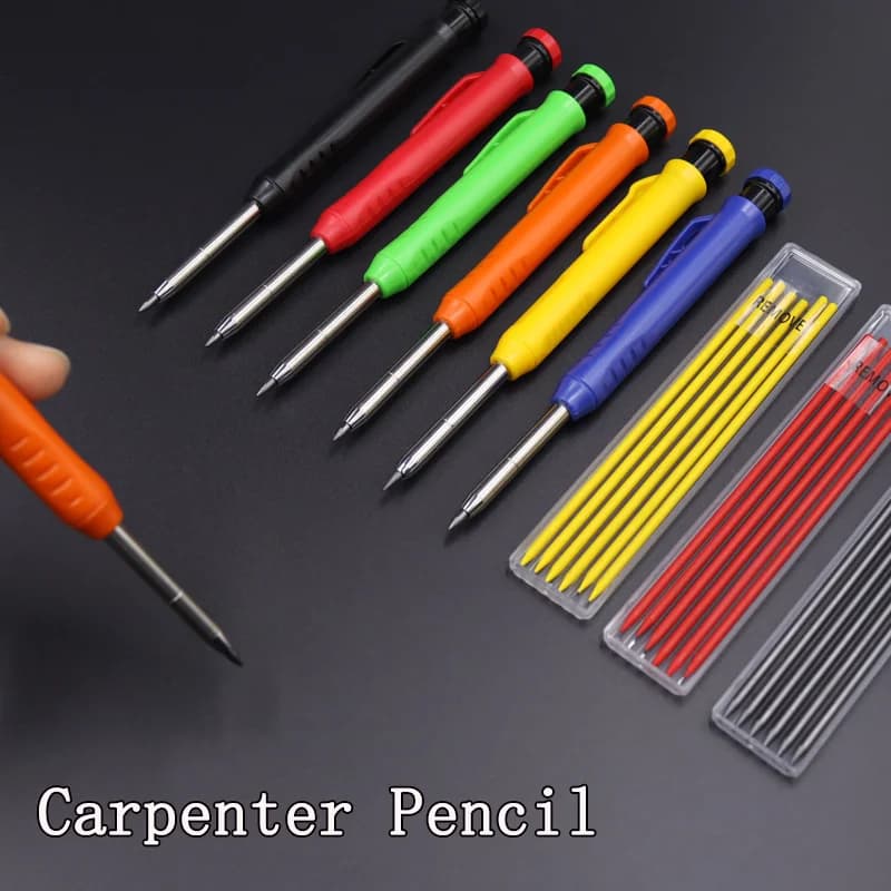 Carpenter's Pencils 3 Color Leads Construction Site For Cement Wood Metal 2.8mm Mechanical Automatic Pencil Retractable Nib